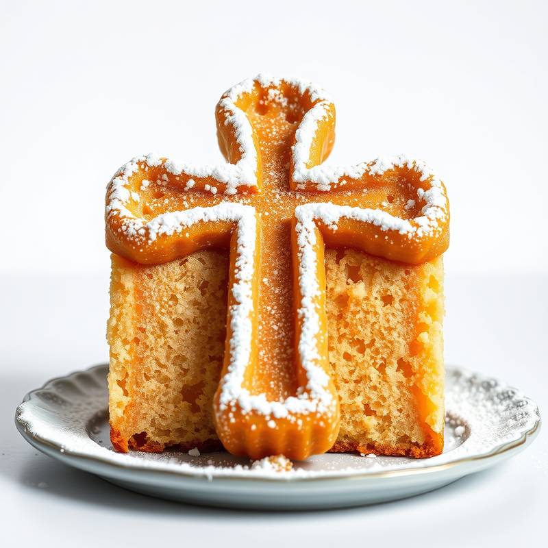 Tarta de Santiago decorada con la cruz de Santiago espolvoreada con azúcar glas.